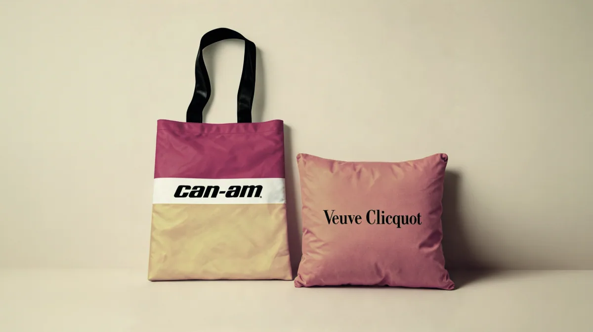 Tote Can-Am y cojín Veuve Clicquot
