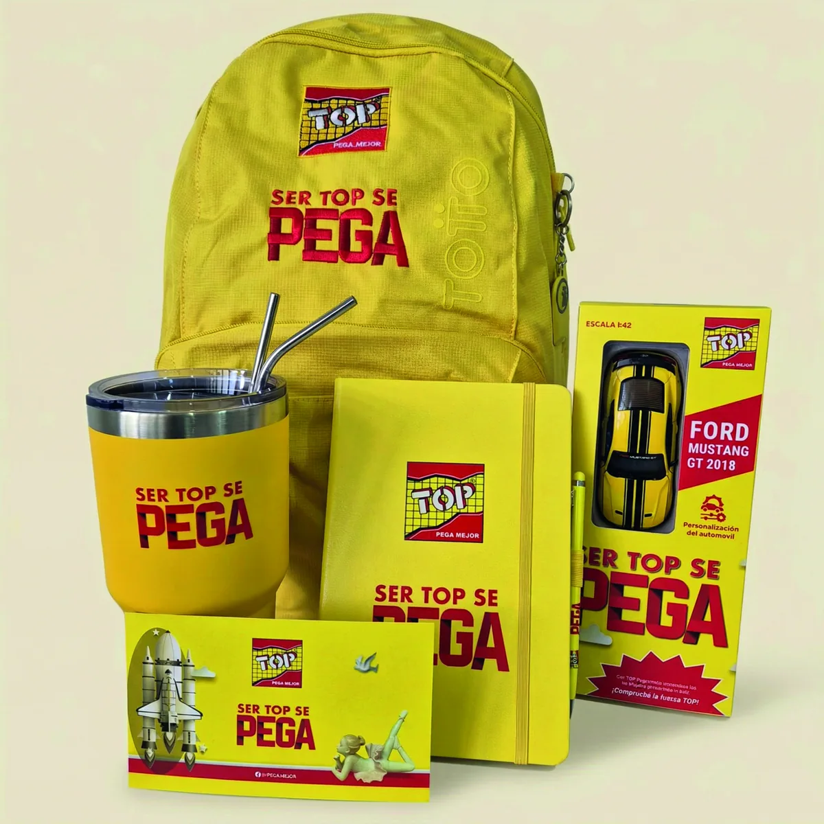 Kit promocional Ser Top se Pega con mochila y termo